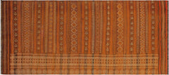 handmade Geometric Kilim Orange Brown Hand-Woven RUNNER 100% WOOL area rug