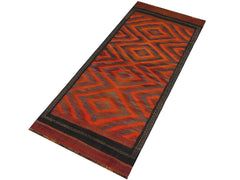 handmade Geometric Kilim Rust Brown Hand-Woven RUNNER 100% WOOL area rug