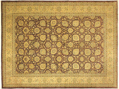 handmade Traditional Design Aubergine Lt. Tan Hand Knotted RECTANGLE 100% WOOL area rug 10x14