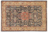 Rustic Heriz Ziegler Alena Gray Tan Hand-Knotted Rug - 3'11'' x 5'10''