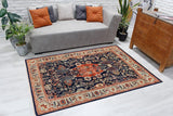 handmade Geometric Kafkaz Chobi Ziegler Blue Rust Hand Knotted RECTANGLE 100% WOOL area rug 4 x 6