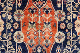 handmade Geometric Kafkaz Chobi Ziegler Blue Rust Hand Knotted RECTANGLE 100% WOOL area rug 4 x 6