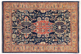 Rustic Heriz Ziegler Houston Blue Brown Hand-Knotted Rug - 4'0'' x 5'9''