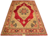 handmade Traditional Kirman Red Tan Hand Knotted RECTANGLE 100% WOOL area rug 9x12