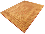 handmade Traditional Nauras Rust Gold Hand Knotted RECTANGLE 100% WOOL area rug 9x12