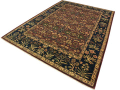 handmade Traditional Lahore Aubergine Blue Hand Knotted RECTANGLE 100% WOOL area rug 9x12