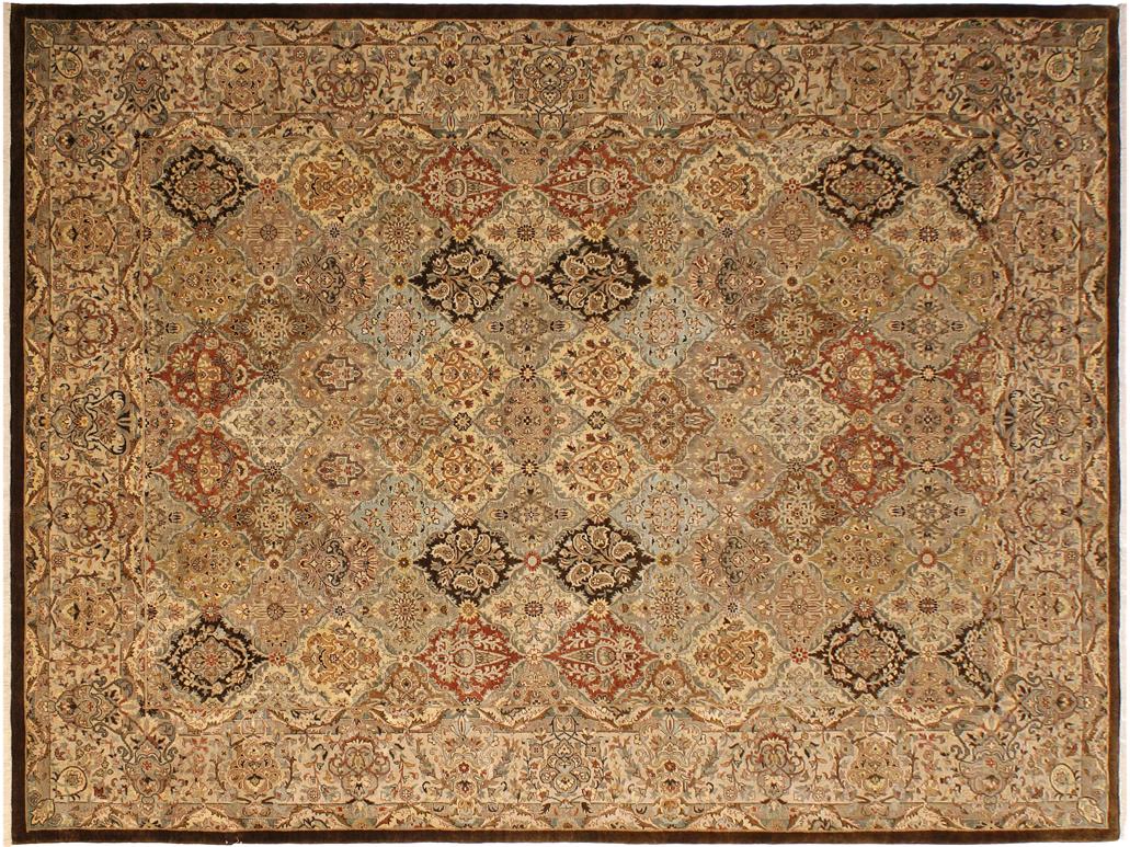 handmade Traditional Design Brown Multi Hand Knotted RECTANGLE 100% WOOL area rug 9x12