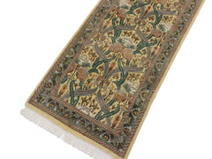 handmade Traditional Hamjolie Beige Green Hand Knotted RUNNER 100% WOOL area rug 2x10