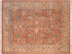 handmade Traditional Lahore Orange Tan Hand Knotted RECTANGLE 100% WOOL area rug 8x10