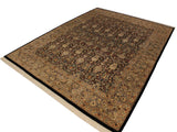 handmade Traditional Mujahid Black Taupe Hand Knotted RECTANGLE 100% WOOL area rug 9x12