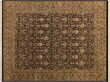 handmade Traditional Mujahid Black Taupe Hand Knotted RECTANGLE 100% WOOL area rug 9x12