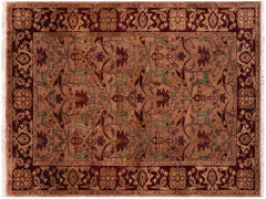 handmade Traditional  Lt. Brown Drk. Red Hand Knotted RECTANGLE 100% WOOL area rug 5x7