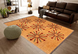 handmade Transitional Kafkaz Chobi Ziegler Tan Red Hand Knotted RECTANGLE 100% WOOL area rug 5 x 7