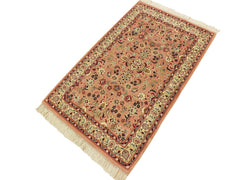 handmade Traditional Abasi Afsha Pink Beige Hand Knotted RECTANGLE 100% WOOL area rug 2x4