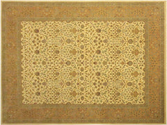 handmade Traditional  Ivory Gold Hand Knotted RECTANGLE 100% WOOL area rug 9x12