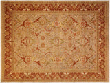 Antique Vegetable Dyed Shama Taupe/Rust Wool Rug - 10'3'' x 12'11''