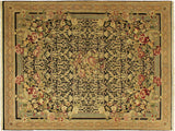 handmade Traditional Rasmi Romal Black Beige Hand Knotted RECTANGLE 100% WOOL area rug 9x13