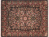 handmade Traditional Kashan Black Rust Hand Knotted RECTANGLE 100% WOOL area rug 8x10