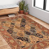 handmade Transitional Kafkaz Chobi Ziegler Blue Brown Hand Knotted RECTANGLE 100% WOOL area rug 6 x 9