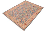 handmade Transitional Kafkaz Chobi Ziegler Blue Tan Hand Knotted RECTANGLE 100% WOOL area rug 6 x 9