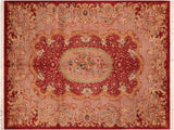 handmade Traditional Eurpien Red Lt. Brown Hand Knotted RECTANGLE 100% WOOL area rug 6x9