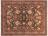 Nagi Pak Persian Tiffiny Black/Pink Wool Rug - 6'0'' x 9'3''