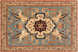 Southwestern Heriz Ziegler Chaya Blue Beige Hand-Knotted Rug - 9'4'' x 11'7''