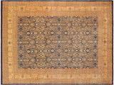 Antique Vegetable Dyed Tabriz Blue/Ivory Wool Rug - 9'9'' x 14'4''