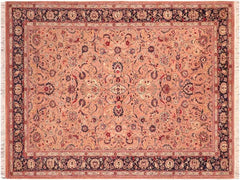 handmade Traditional Abasi Afsha Pink Blue Hand Knotted RECTANGLE 100% WOOL area rug 6x9