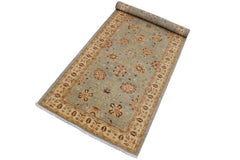 handmade Traditional Kafkaz Blue Gold Hand Knotted RUNNER 100% WOOL area rug 4 x 11