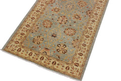 handmade Traditional Kafkaz Blue Gold Hand Knotted RUNNER 100% WOOL area rug 4 x 11