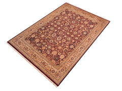 handmade Traditional Tabriz Aubergine Lt. Brown Hand Knotted RECTANGLE 100% WOOL area rug 8x10