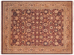 handmade Traditional Tabriz Aubergine Lt. Brown Hand Knotted RECTANGLE 100% WOOL area rug 8x10