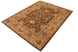 handmade Traditional Kafkaz Chobi Ziegler Brown Tan Hand Knotted RECTANGLE 100% WOOL area rug 9 x 12