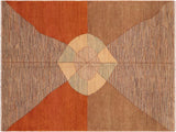 Bohemian Gabbeh Ling Orange/Brown Wool Rug - 6'2'' x 9'3''