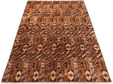 Bohemian Gabbeh Joella Brown/Beige Wool Rug - 6'0'' x 8'8''