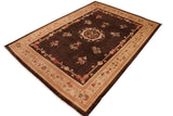 handmade Geometric Kafkaz Chobi Ziegler Brown Tan Hand Knotted RECTANGLE 100% WOOL area rug 10 x 14