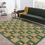 handmade Transitional Kafkaz Chobi Ziegler Green Tan Hand Knotted RECTANGLE 100% WOOL area rug 9 x 13