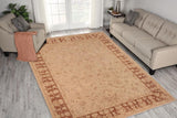 handmade Traditional Kafkaz Chobi Ziegler Tan Brown Hand Knotted RECTANGLE 100% WOOL area rug 10 x 14