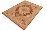 handmade Geometric Kafkaz Chobi Ziegler Brown Tan Hand Knotted RECTANGLE 100% WOOL area rug 8 x 10