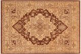 Rustic Heriz Ziegler Gilberte Brown Tan Hand-Knotted Rug - 8'0'' x 10'3''