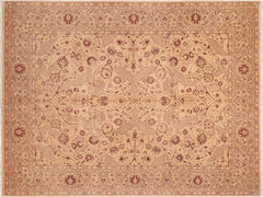 handmade Traditional Agra Tan Red Hand Knotted RECTANGLE 100% WOOL area rug 8x10