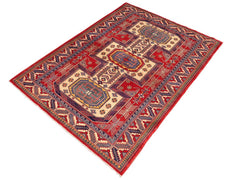 handmade Geometric Sherwan Red Beige Hand Knotted RECTANGLE 100% WOOL area rug 5x6