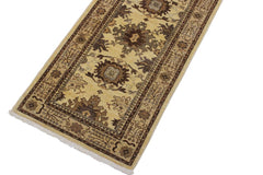 handmade Traditional Kafkaz Gold Tan Hand Knotted RUNNER 100% WOOL area rug 3 x 9