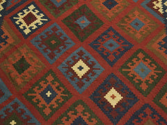 handmade Geometric Kilim Rust Blue Hand-Woven RECTANGLE 100% WOOL area rug 7x10