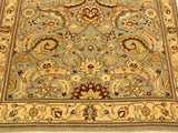 handmade Traditional Lahore Lt. Green Gold Hand Knotted RECTANGLE 100% WOOL area rug 4x6