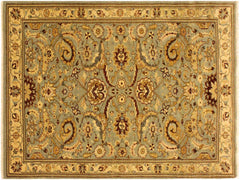 handmade Traditional Lahore Lt. Green Gold Hand Knotted RECTANGLE 100% WOOL area rug 4x6