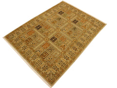 handmade Traditional Design Lt. Tan Lt. Gray Hand Knotted RECTANGLE 100% WOOL area rug 4x6