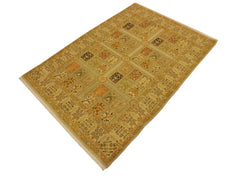 handmade Traditional Design Tan Gold Hand Knotted RECTANGLE 100% WOOL area rug 4x6