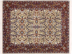 handmade  Hereke Ivory Red Hand Knotted RECTANGLE WOOL&SILK area rug 4x6